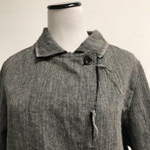 Yo! Japan black wool herringbone fray edge blazer jacket 10